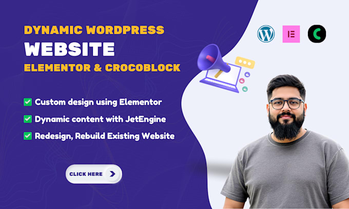 create a dynamic wordpress website with crocoblock, elementor, and jet engine