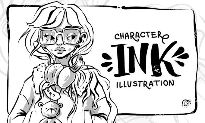 draw a digital ink illustration with a character