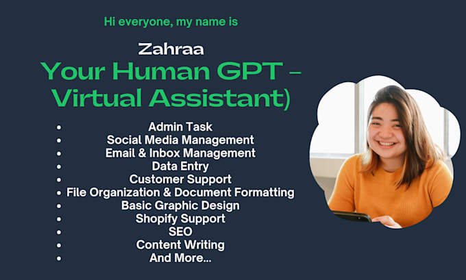 be your business virtual assistant, shopify, wordpress, instagram