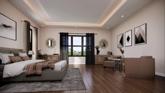 renovate 3d scandinavian house, modern bedroom, 3d visualization, kitchen design