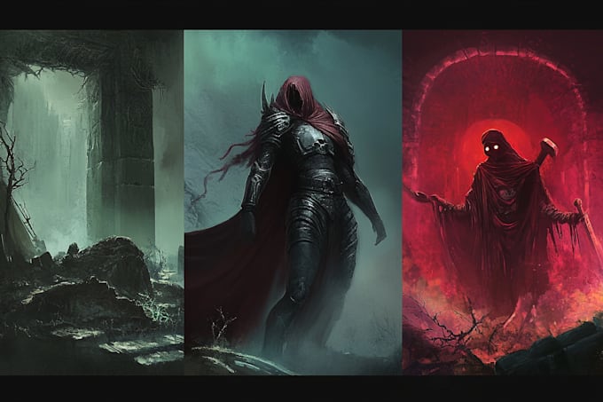do sci fi horror and fantasy scene concept art illustrations
