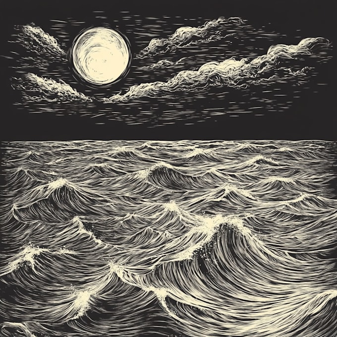 draw a custom portrait in linocut style