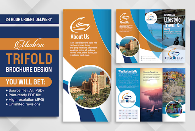 create modern trifold brochure design in 24 hours