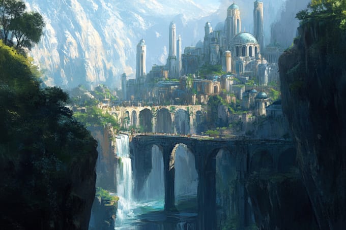 draw environment concept art, fantasy worlds
