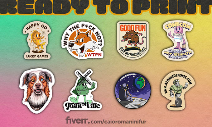 create custom hand drawn print ready sticker design