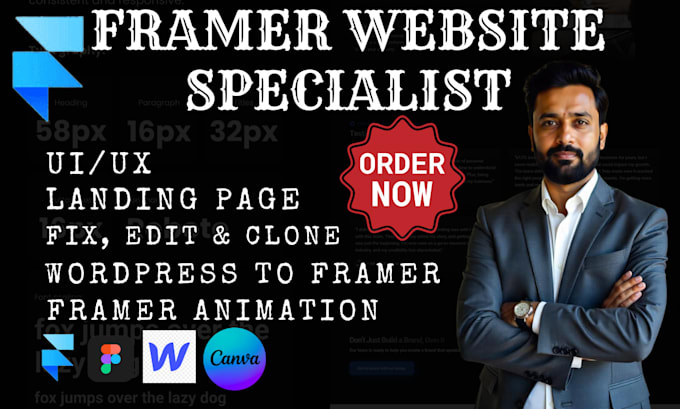 Responsive framer website design animated landing page ui ux figma ...