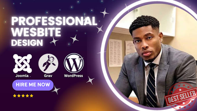 design and develop your website on grav cms, joomla cms or wordpress
