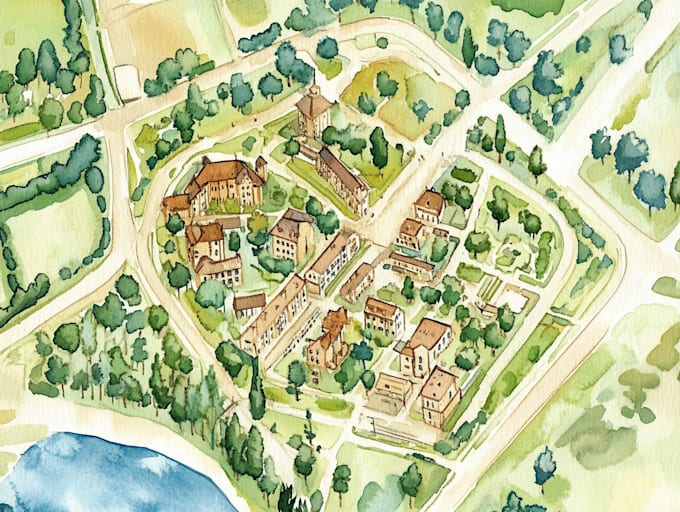 watercolor map illustration just for you