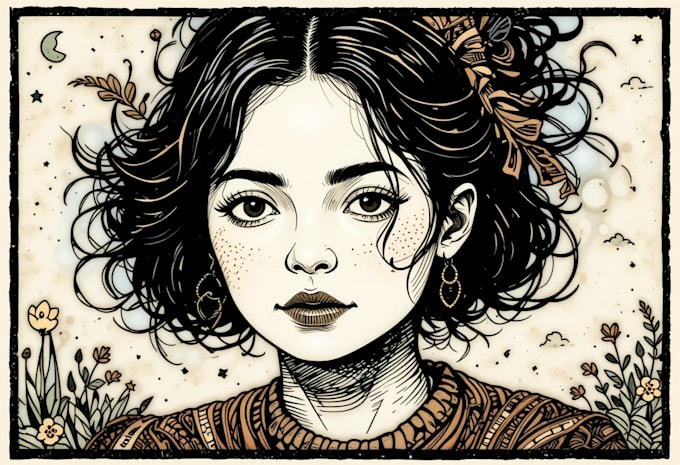 create minimalistic digital illustration in linocut style