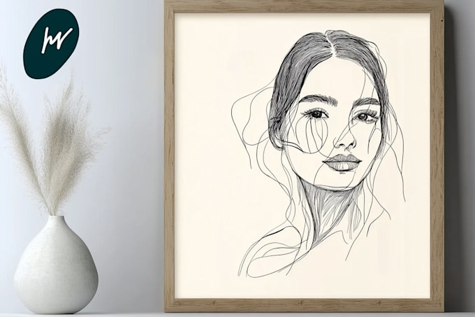 make scribble art, abstract line portrait
