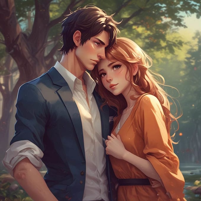 make a anime couple character art anime style