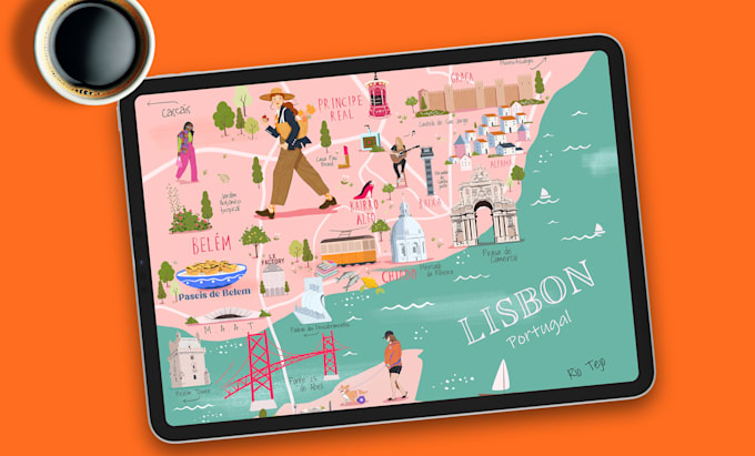 make awesome illustrated map of any country, city, location, urban