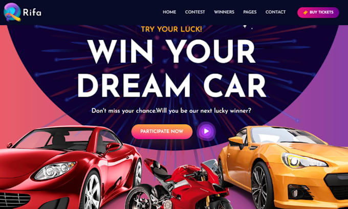 build raffle website, competition website, giveaway website for raffle business