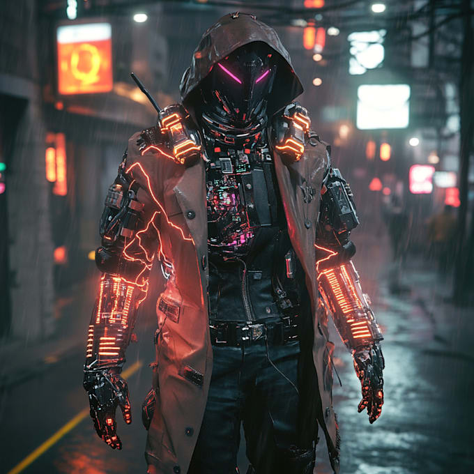 draw star wars cyberpunk, sci fi character art, game character