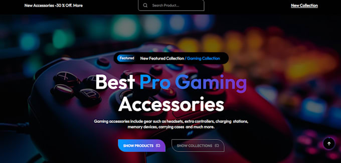 design gaming accessories shopify store gaming accessories store gaming website