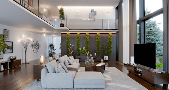 Optimize luxury interior design, 3d floor plan, modern furniture, wall ...