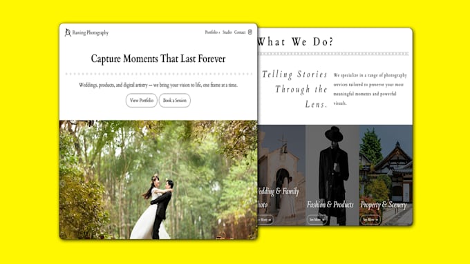 design gallery portfolio website for photographer and artist