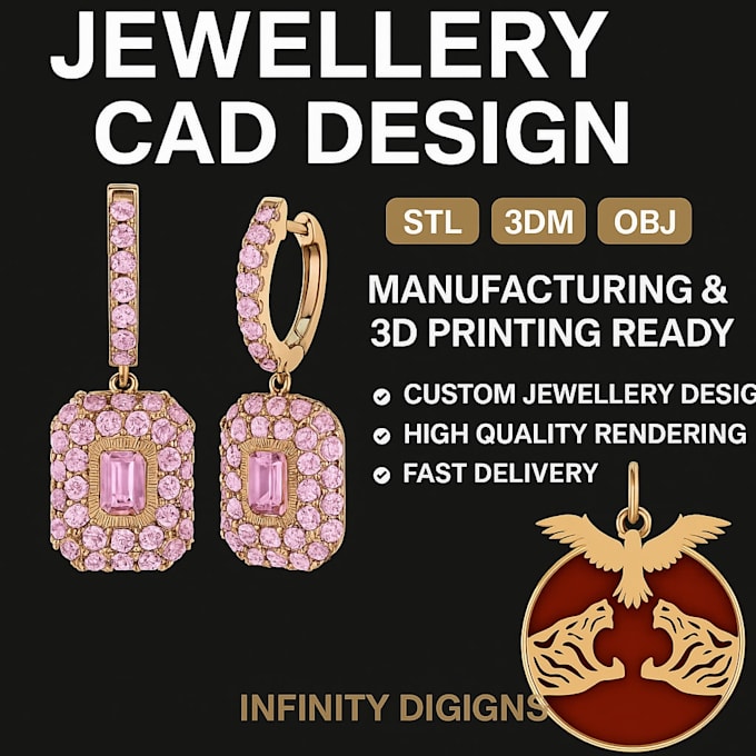 design 3d jewellery cad model ready for manufacturing