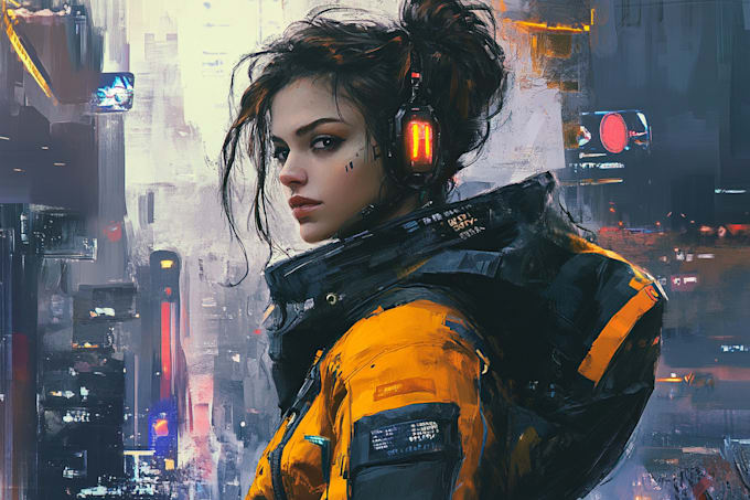 design stunning sci fi, cyberpunk, portrait art
