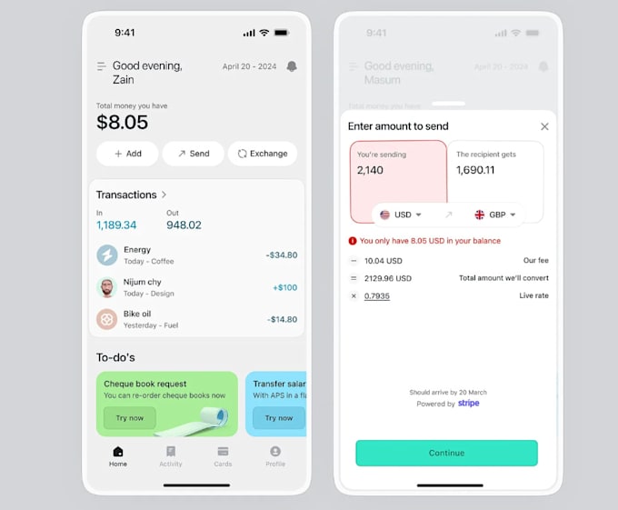 develop fintech app, payment app, budget app, bank app, loan app
