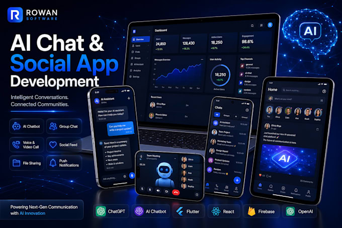 develop ai chat app, social media app, chatbot and messaging platform