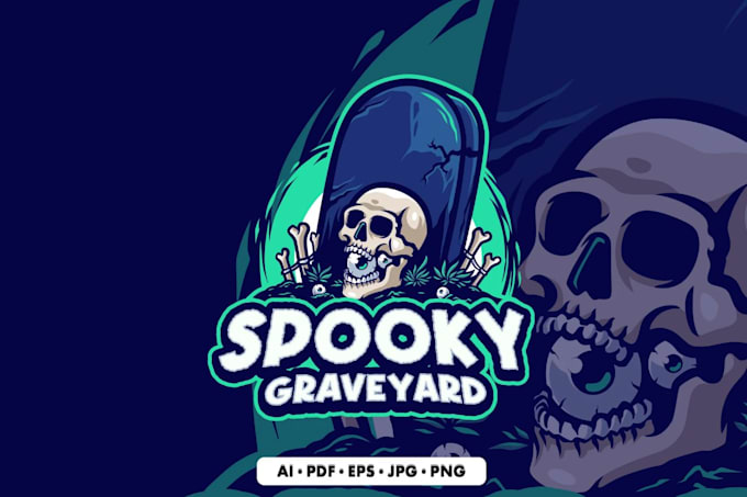 create mascot skull halloween horror logo