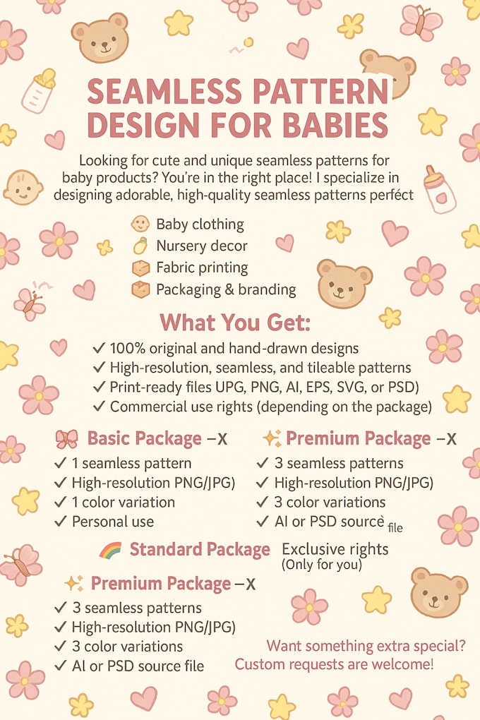 adorable seamless pattern design for babies