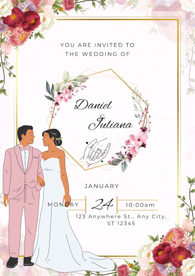 design asthetic weeding ,annivesary invitation in two hours
