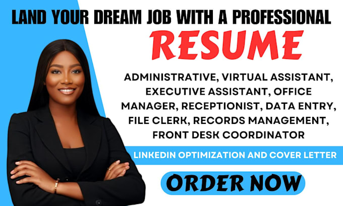 write tailored ats administrative resume, admin, virtual assistant, clerk