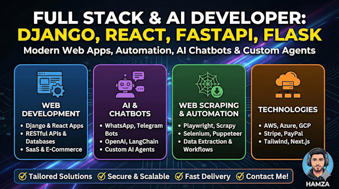 be expert full stack django ai custom agentic website developer