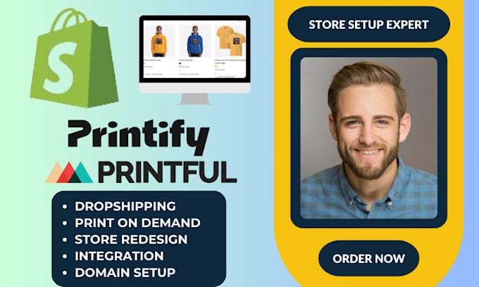 setup shopify etsy print on demand store printful printify pod products upload
