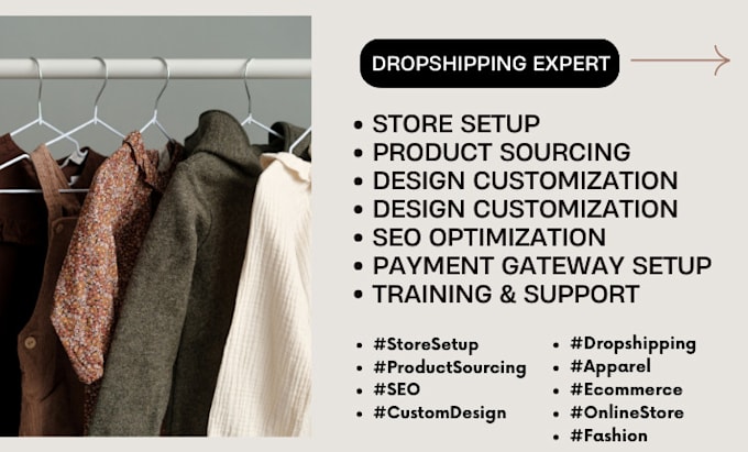 do professional shopify dropshipping store setup for apparel