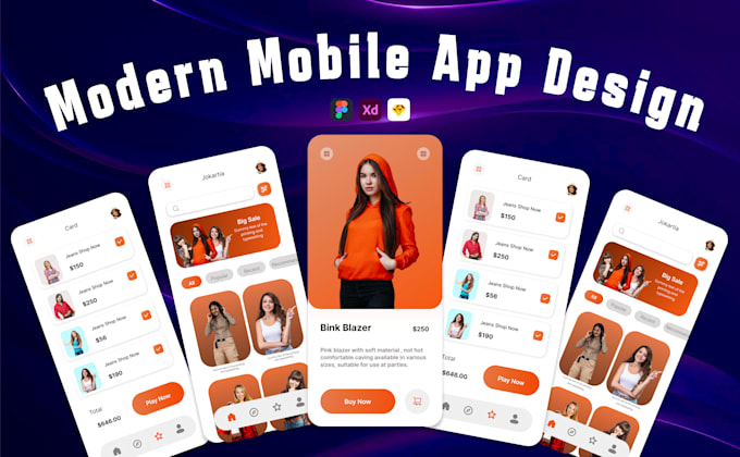 do UI UX mobile app design using figma, app ui design, web app ui design