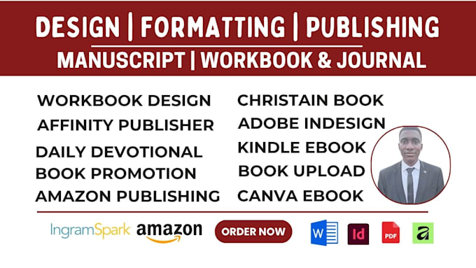 do manuscript formatting, workbook, journal design for amazon kindle publishing