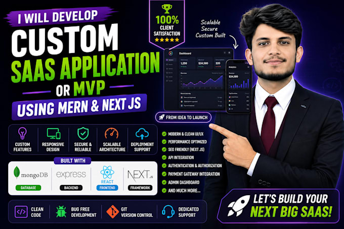 develop ai saas websites or mvp using mern stack and next js