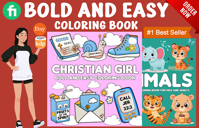 draw eye catching bold and easy coloring page for amazon KDP