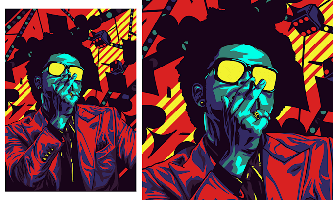 do vector portrait for printing or merch design