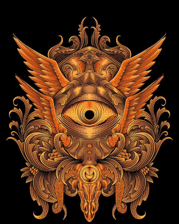 make dark art ilustration with hangrafing style