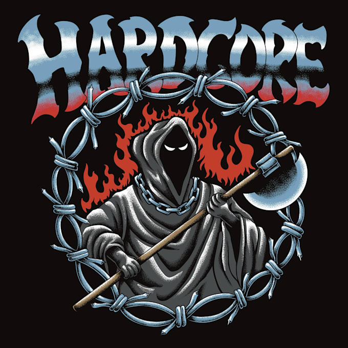 draw illustration hardcore punk for band and brand