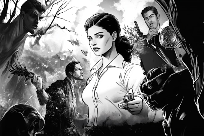 draw black and white illustrations