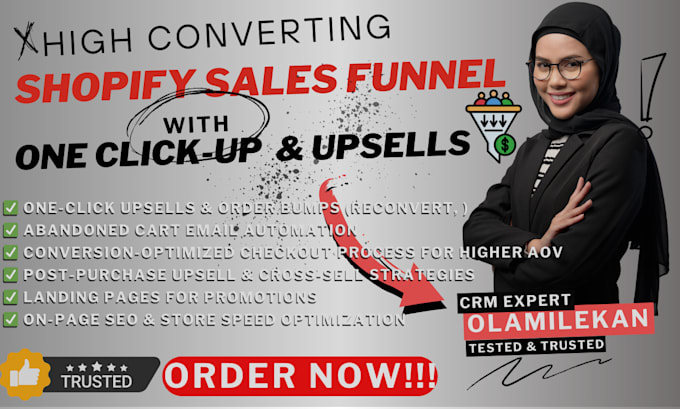 build high converting shopify sales funnel with one click upsells and automation