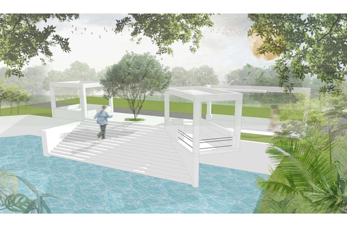 render 2d architectural plans, elevations, sections in photoshop