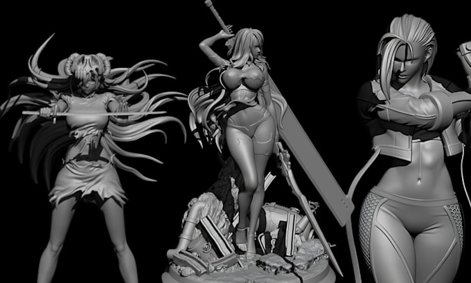 sculpt 3d nsfw female character model 3d print anime figures in zbrush blemder