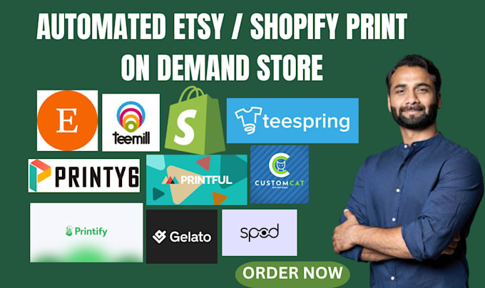 setup etsy shopify print on demand website store printiful printify teemill spod