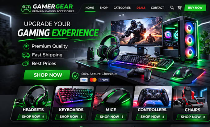 create a professional gaming accessories shopify store