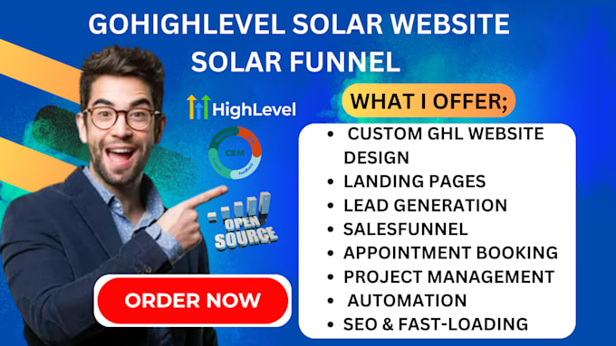 design gohighlevel solar services website landing page form website