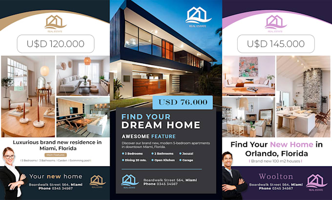 design ads and post for real estate businesses