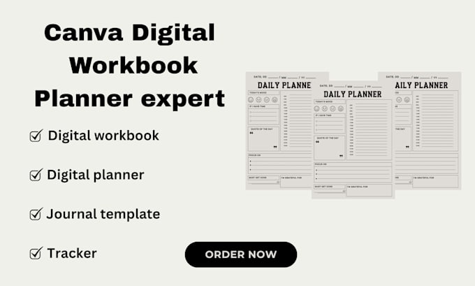 create digital workbook, planner, journal template using canva