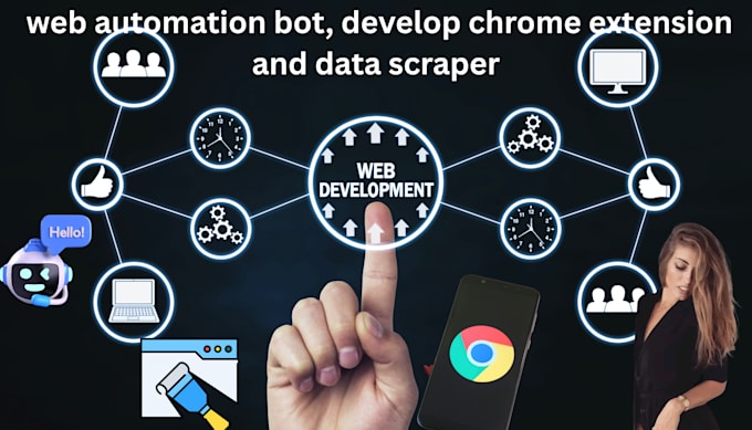 do web automation bot, develop chrome extension and data scraper