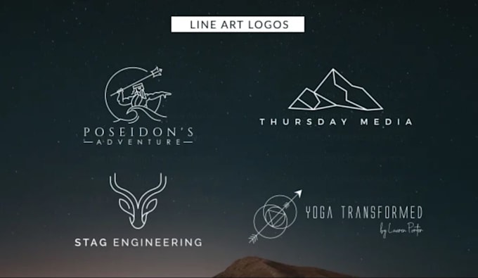 create modern line art text or badge logo design